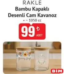 RAKLE BAMBU KAPAKLI DESENLİ CAM KAVANOZ 1050 CC RAKLE BAMBU KAPAKLI DESENLİ CAM KAVANOZ 1050 CC